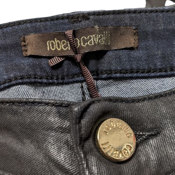 NWT ROBERTO CAVALLI Coated Skinny Jeans GSJ200 46 IT - Picture 4 of 10